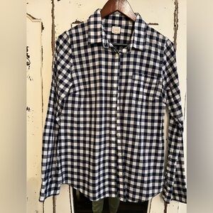 J Crew button down collar shirt in navy and white gingham | S